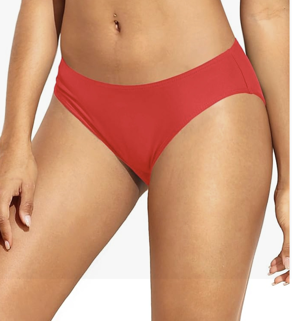 Tempt Me Women's M Red Full Coverage Mid-Rise Bathing Suit Bikini Bottoms D31-5